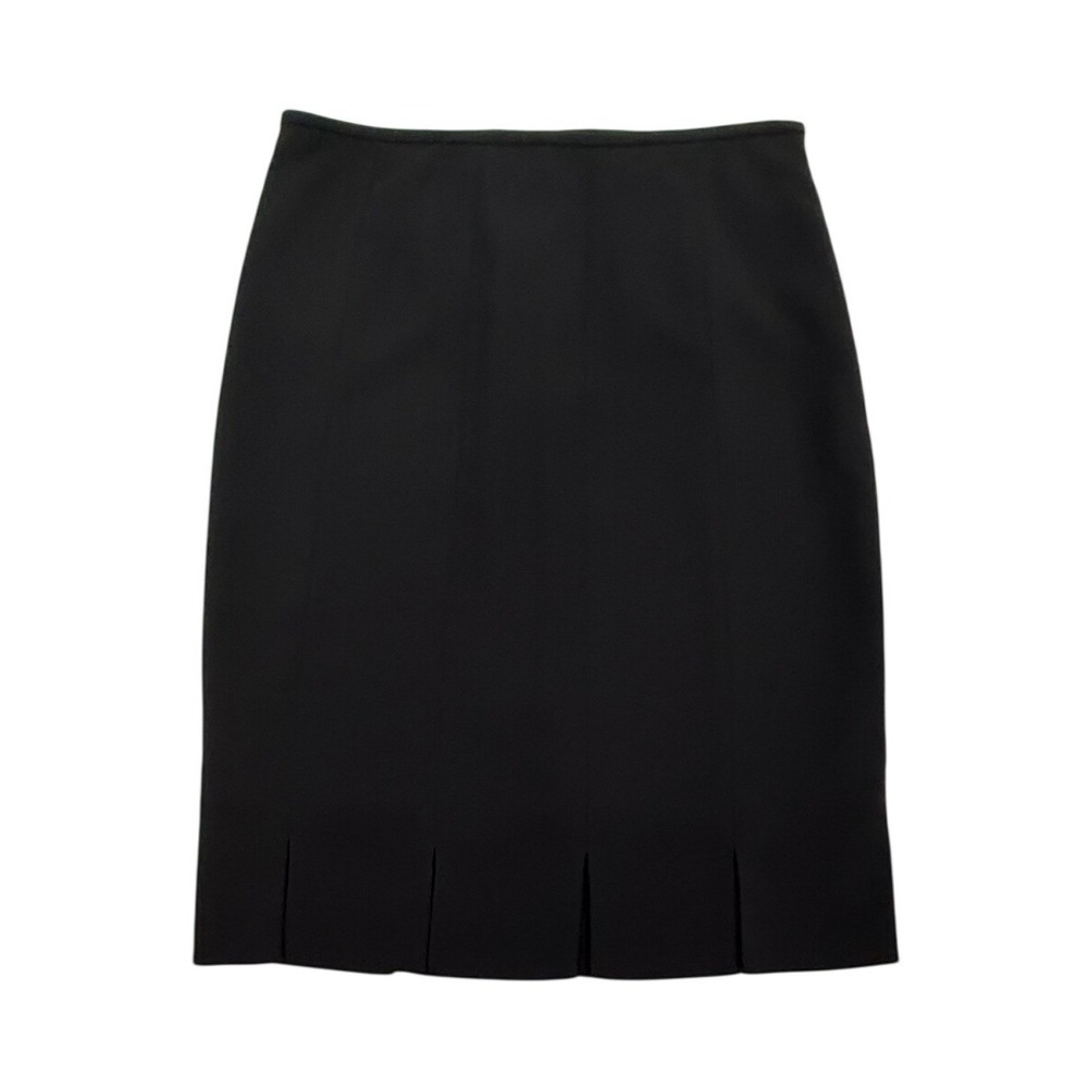 Kasper Separates Black Pencil Skirt Cut Flap Hem Side Zip Lined Size 4 NWOT W501